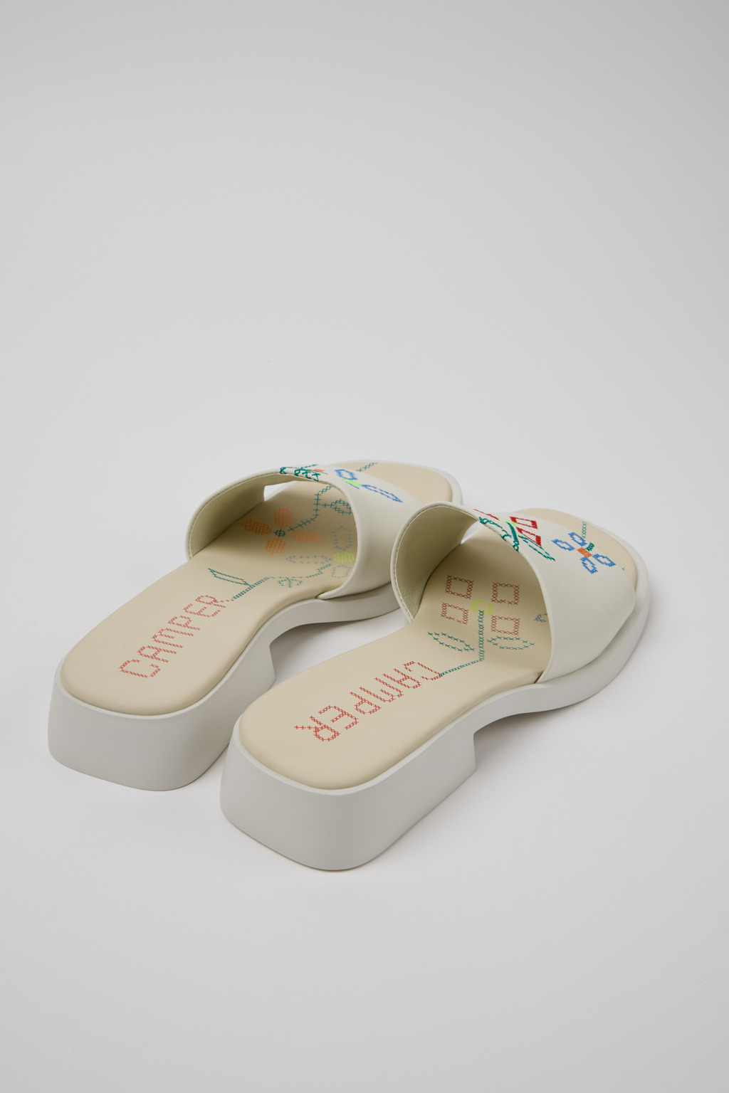 Twins White Leather Sandals for Women. - Image 3
