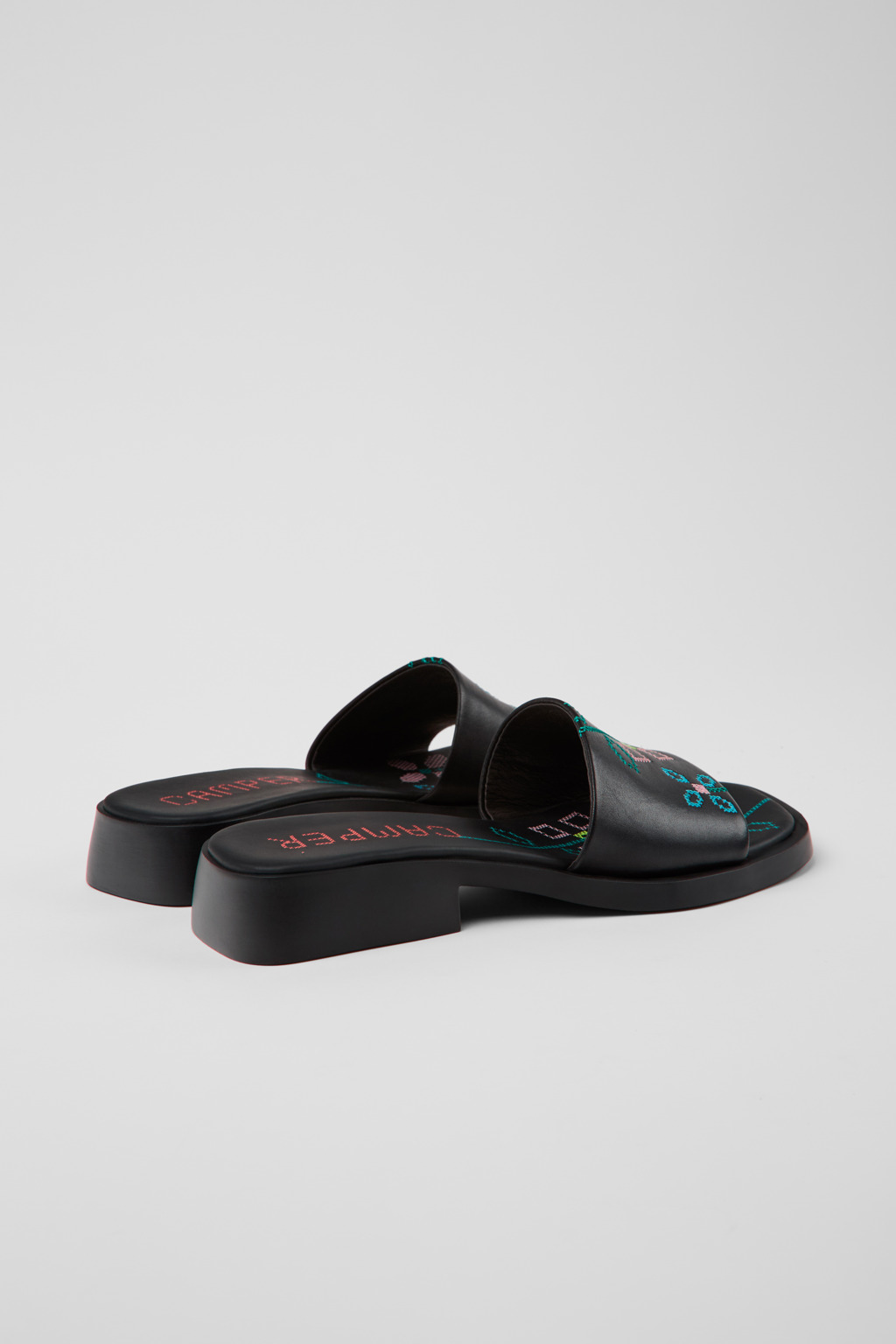 Twins Black Leather Women's Sandal. - Image 3