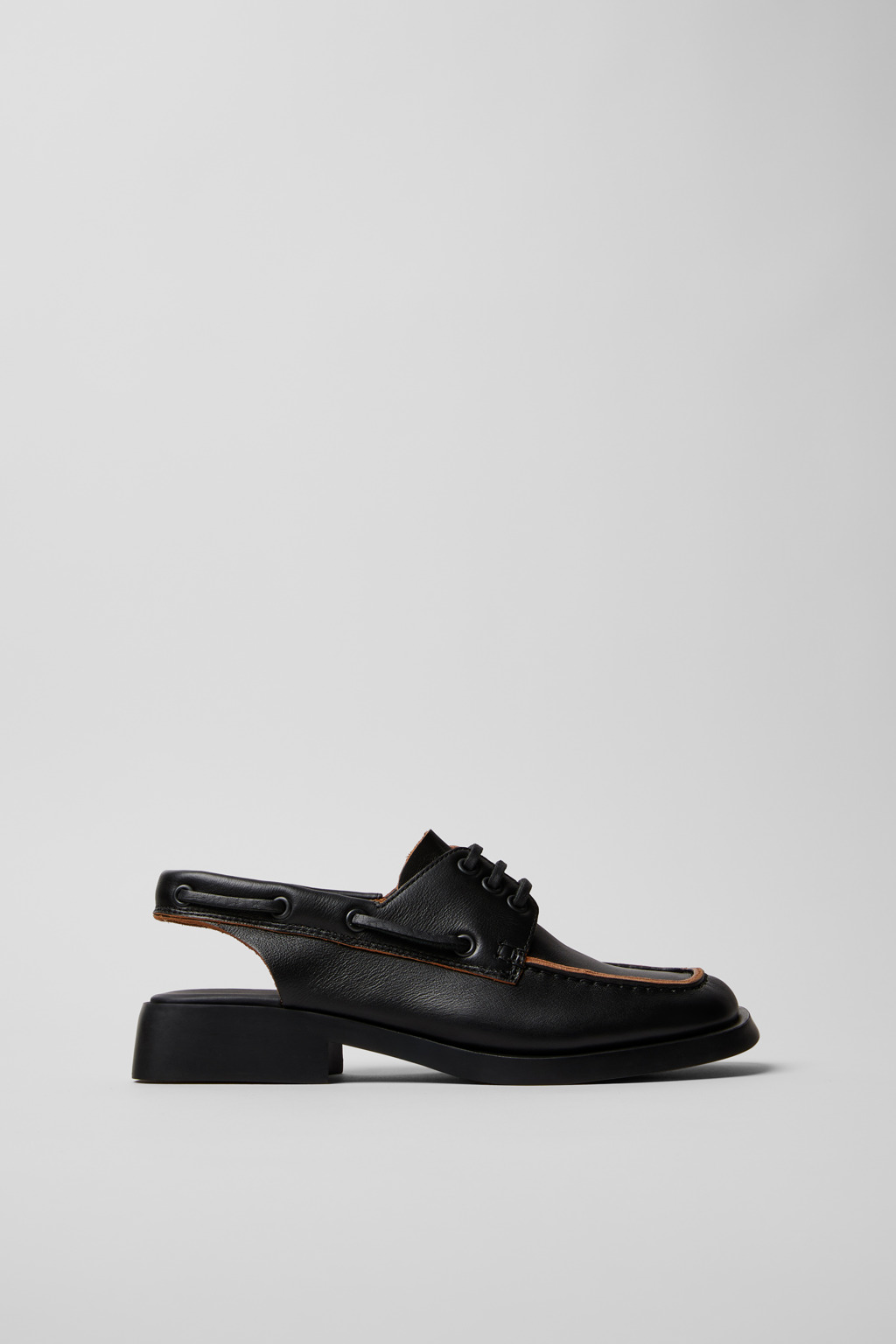 Dana Black Leather Moccasin/Nautical Shoes for Women. - Image 2