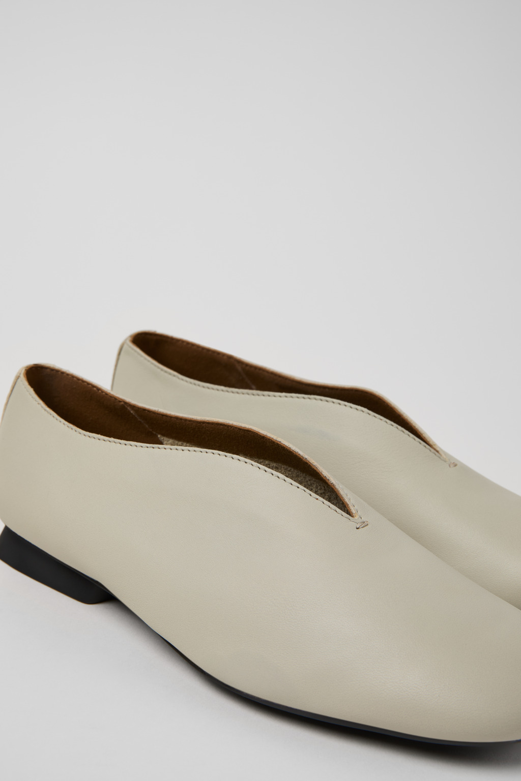 Casi Myra Gray Leather Shoes for Women.