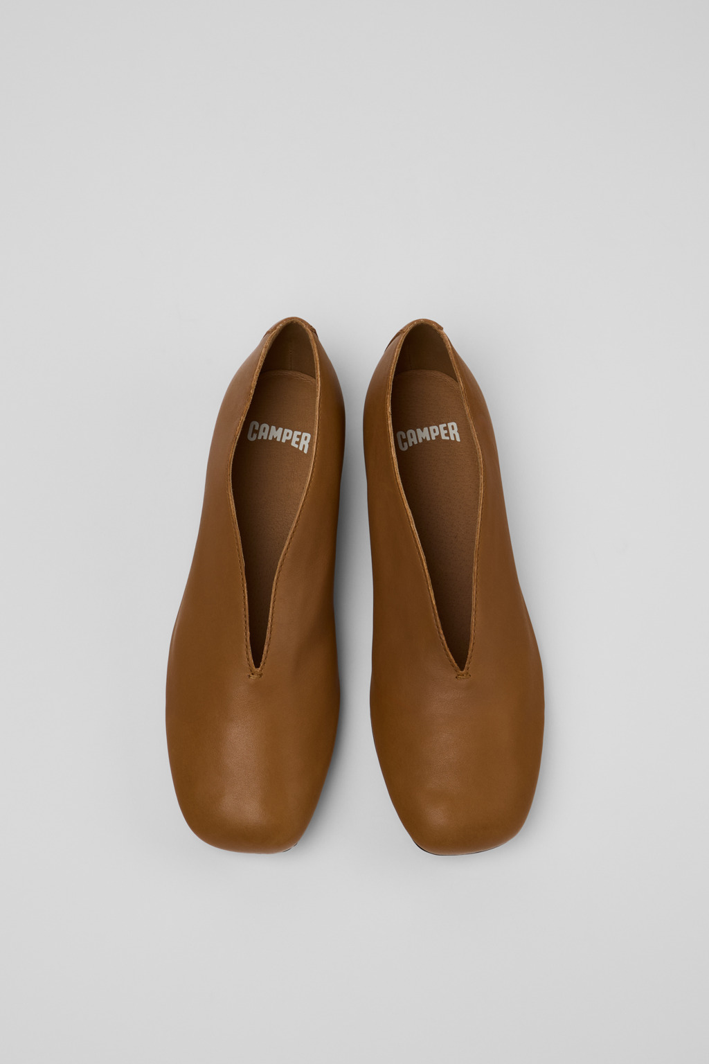 Casi Myra Brown Leather Ballerinas for Women. - Image 5