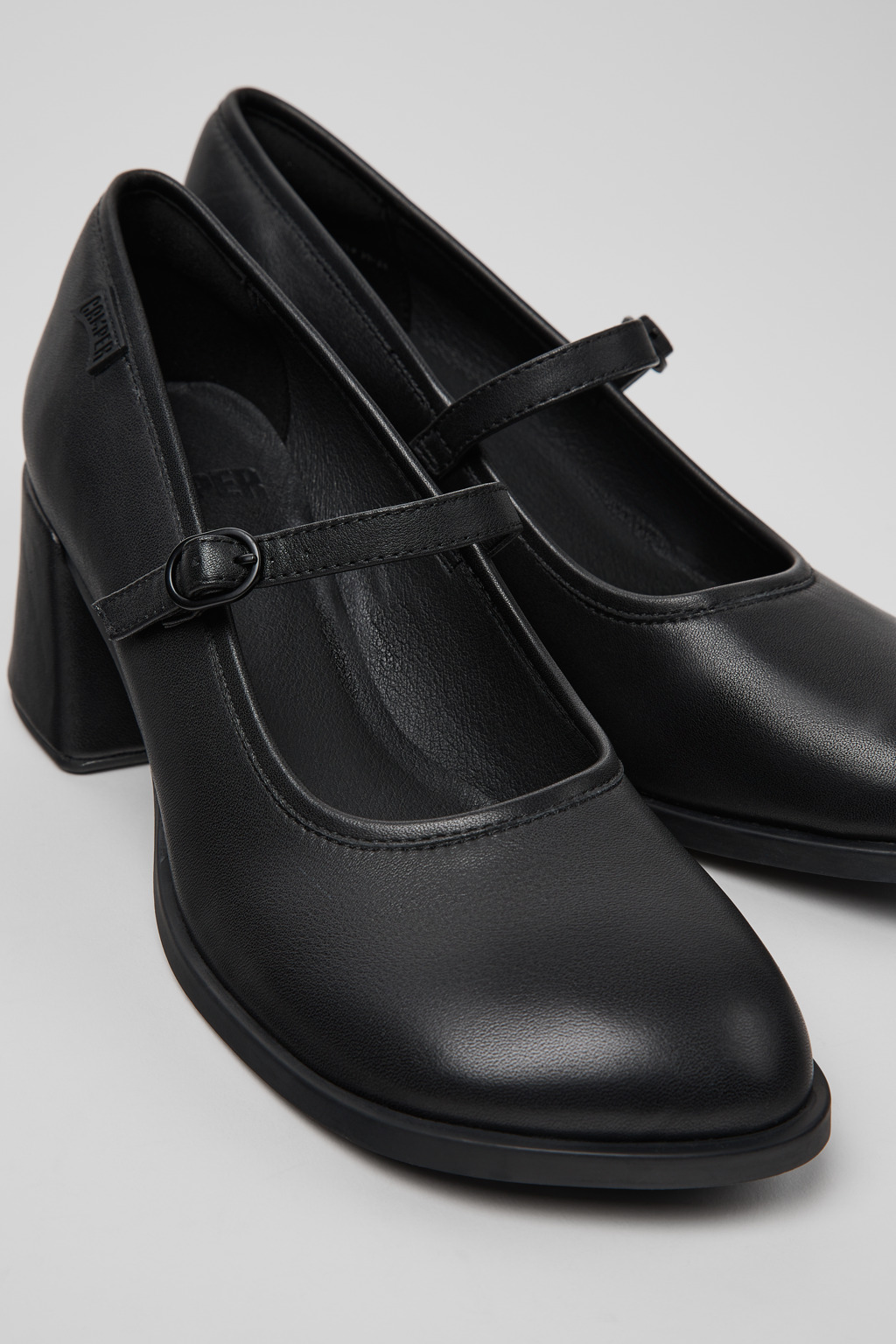 Kora Black Leather Heels for Women.