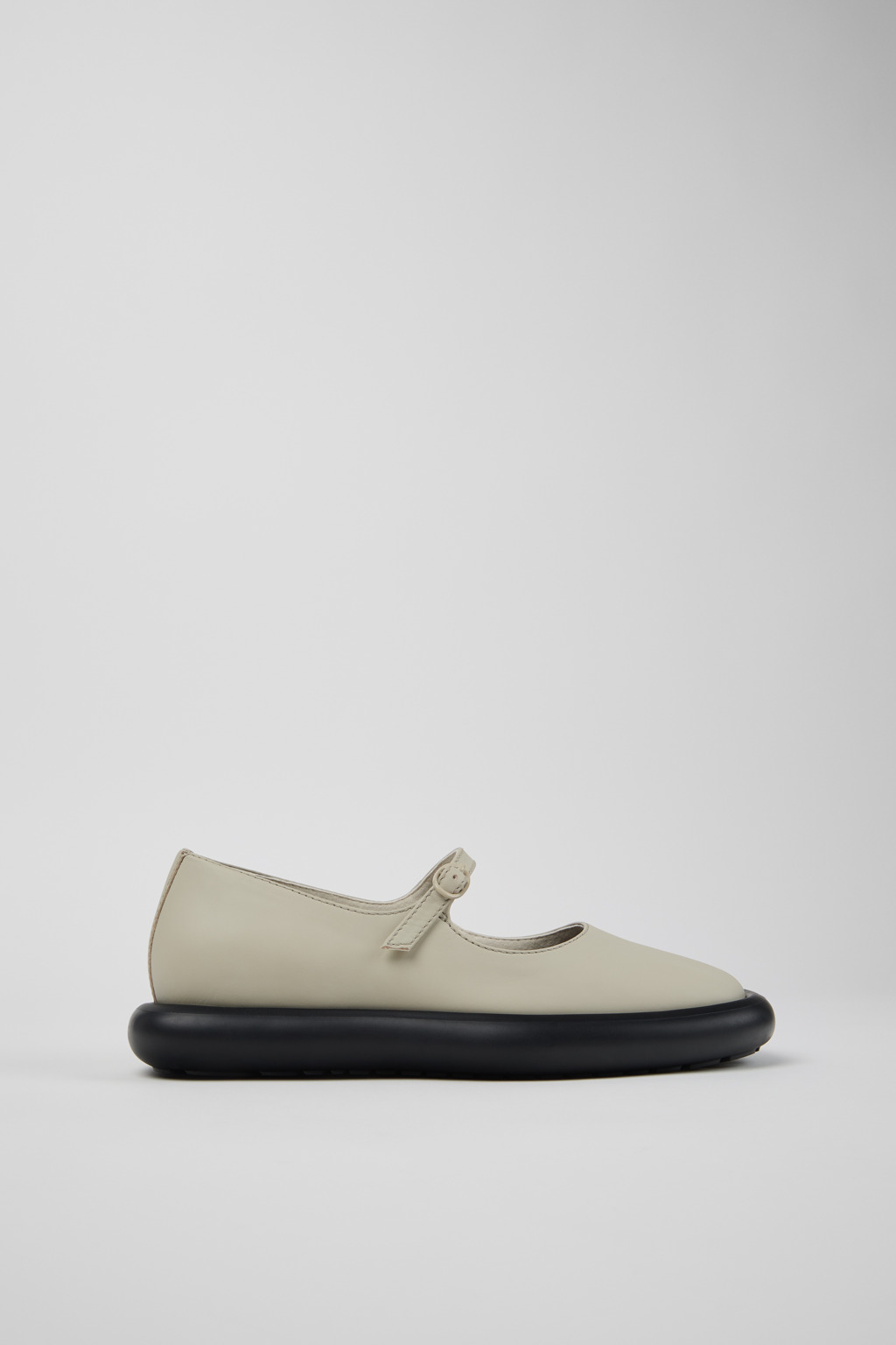 Onda Gray Leather Ballerinas for Women. - Image 2