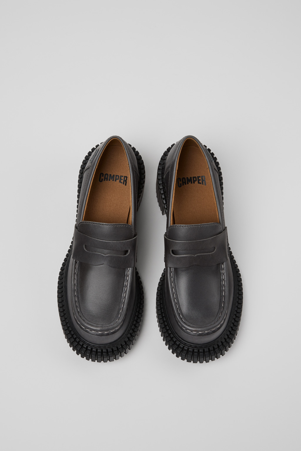 Pix London Gray Leather Moccasins for Women. - Image 4