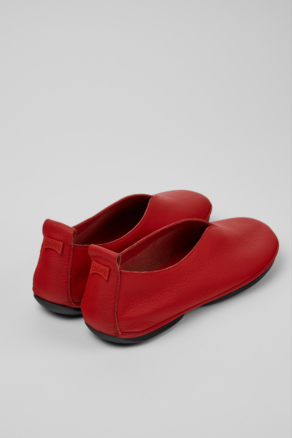 Right Nina Red Leather Ballerinas for Women. - Image 3