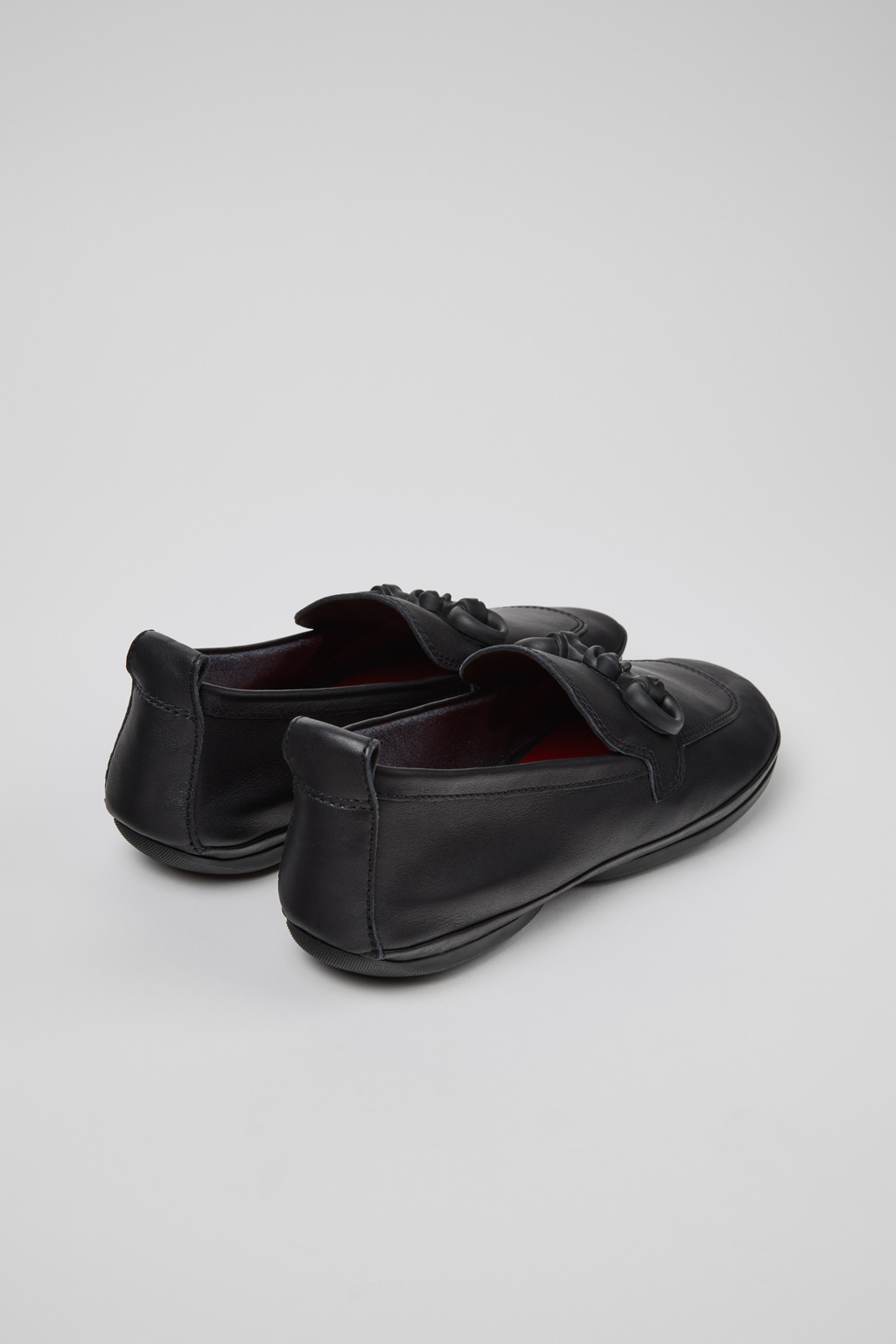 Right Nina Black Leather Ballerinas for Women. - Image 3
