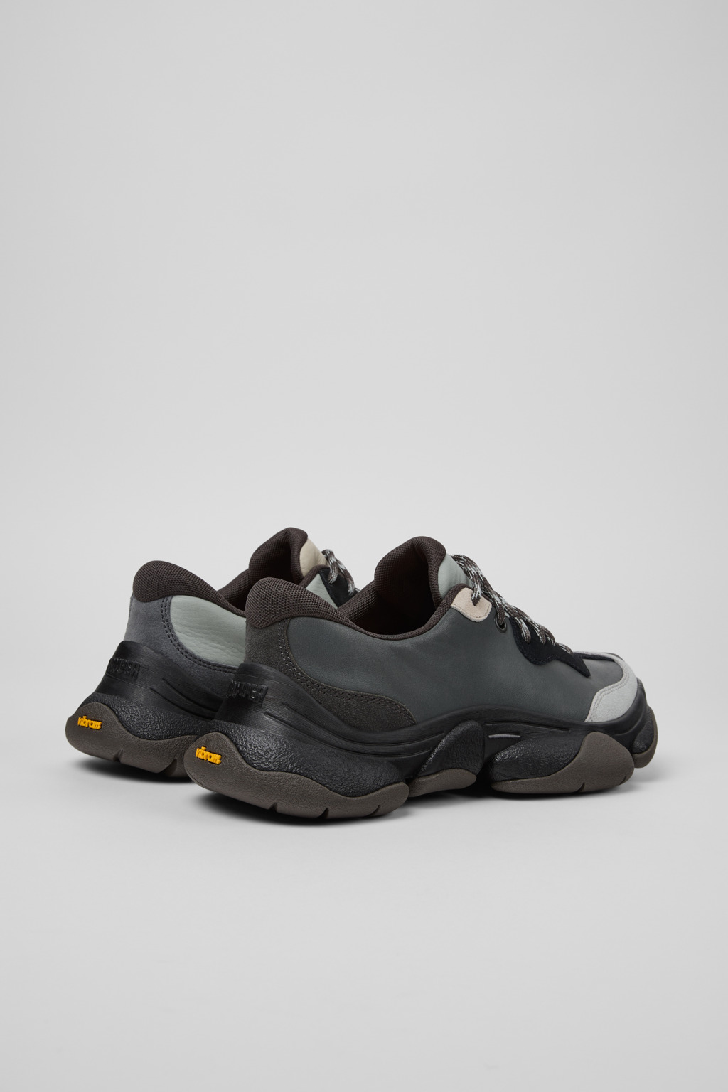 Twins Gray and Black Leather and Nubuck Sneakers for Women. - Image 4