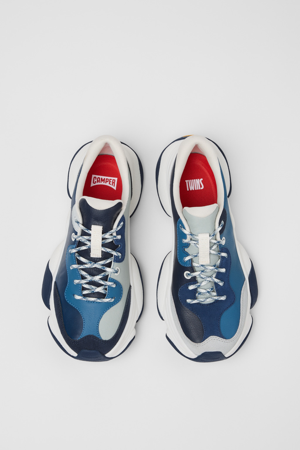 Twins Blue and Gray Leather Sneakers for Women. - Image 4