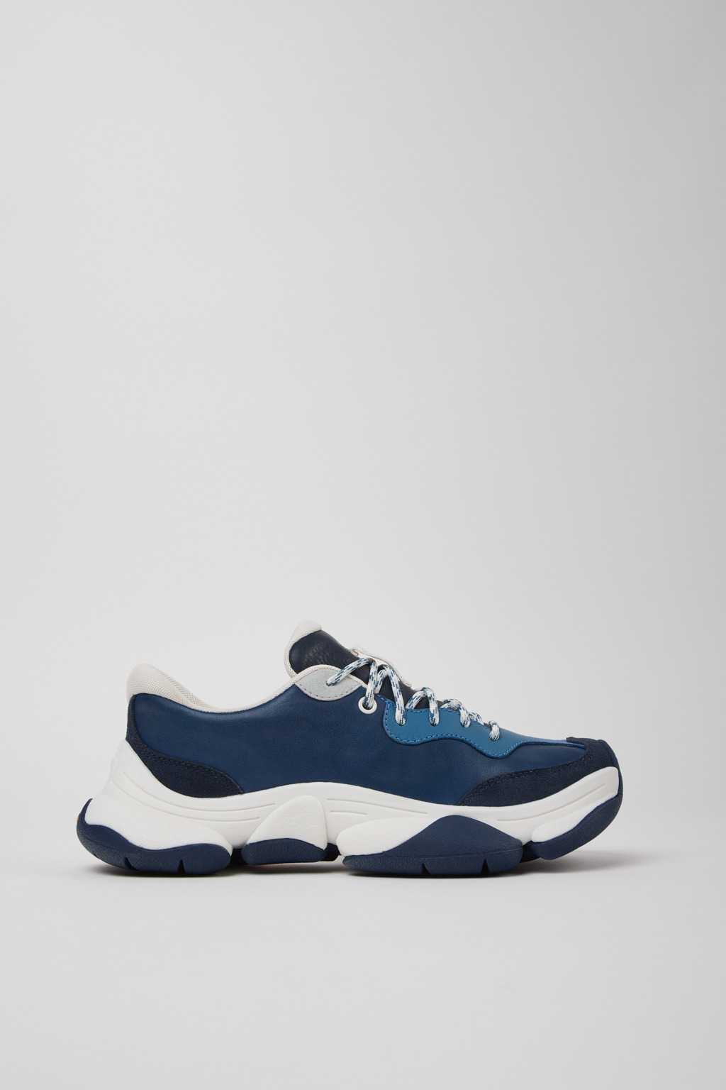 Twins Blue and Gray Leather Sneakers for Women. - Image 2