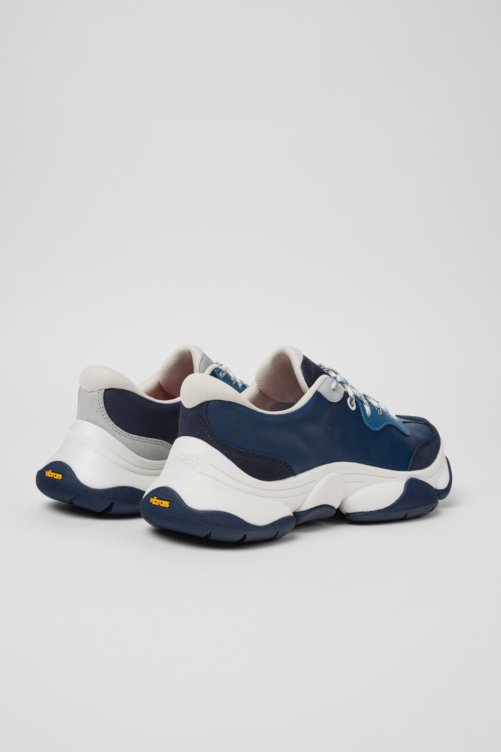 Twins Blue and Gray Leather Sneakers for Women. - Image 3