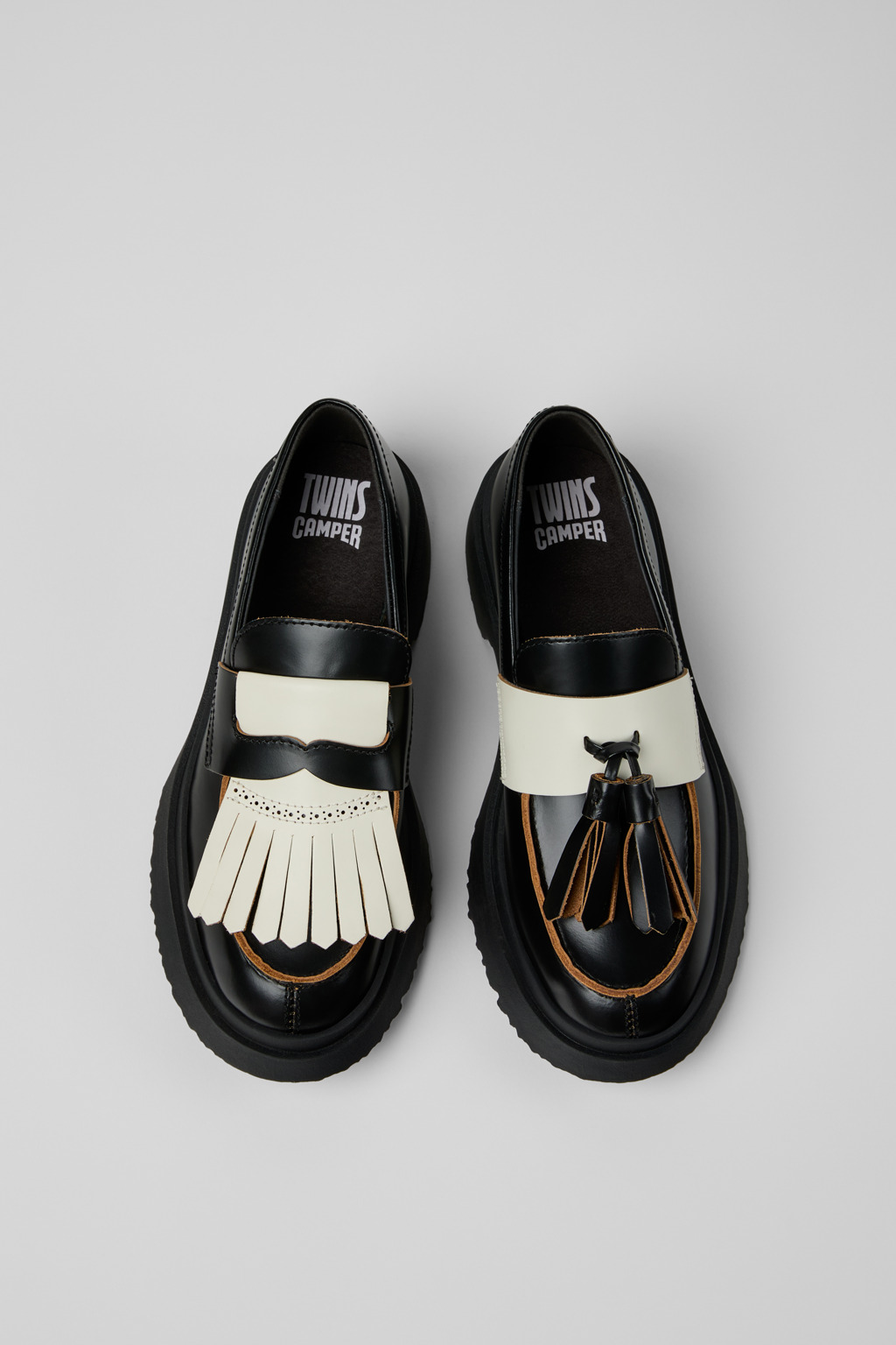 Twins Black Leather Moccasins for Women. - Image 4