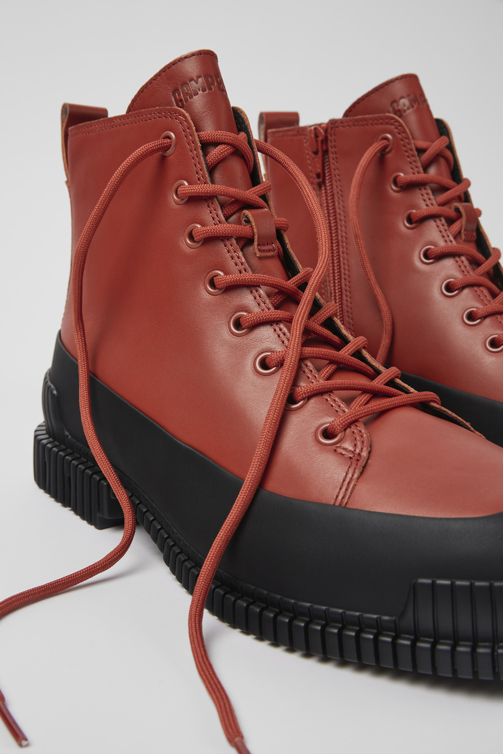 Pix Brown and black leather lace-up boots for men