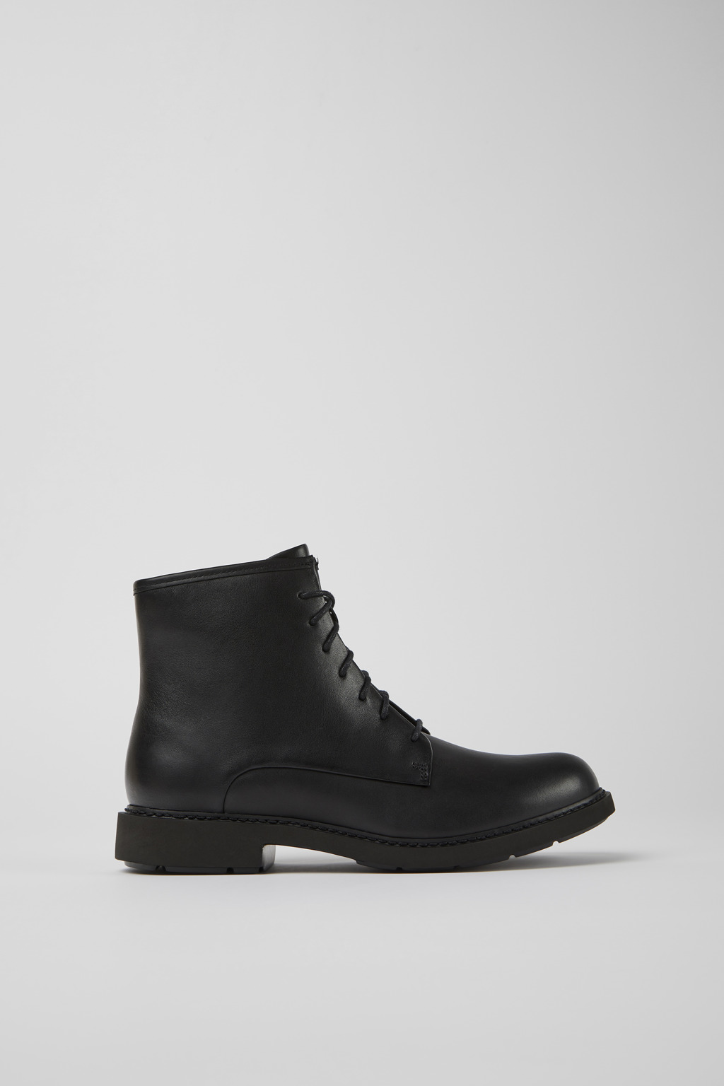 Neuman Black Leather Mid Boots for Women. - Image 2