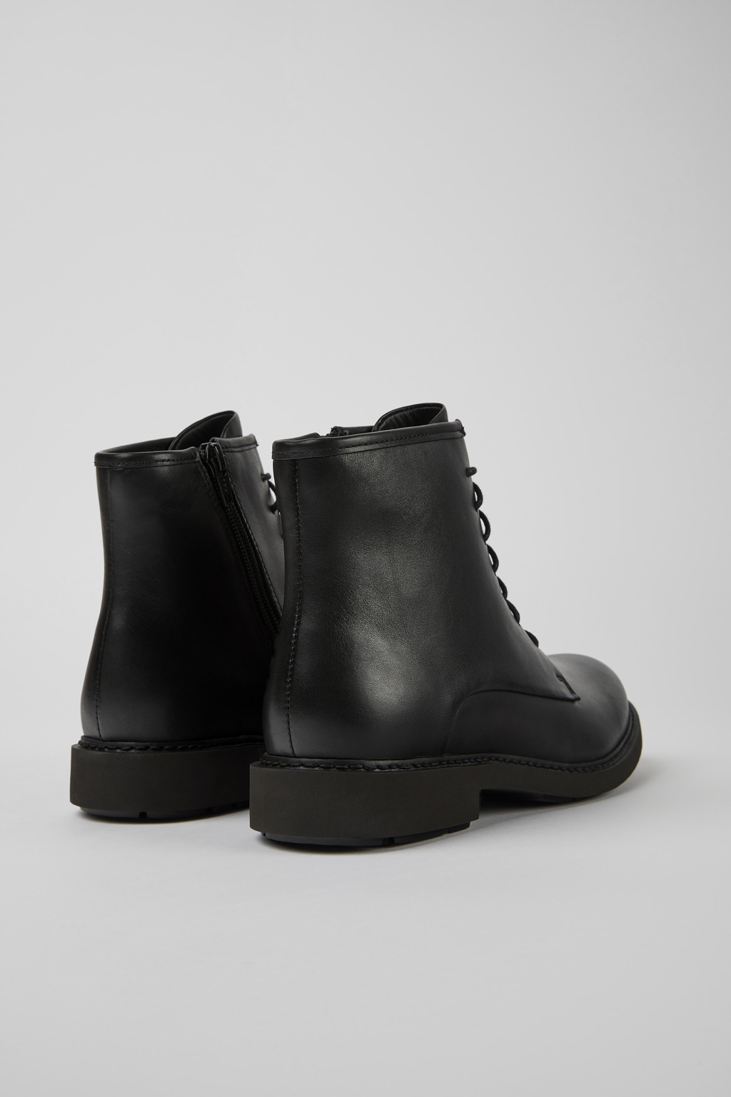 Neuman Black Leather Mid Boots for Women. - Image 3