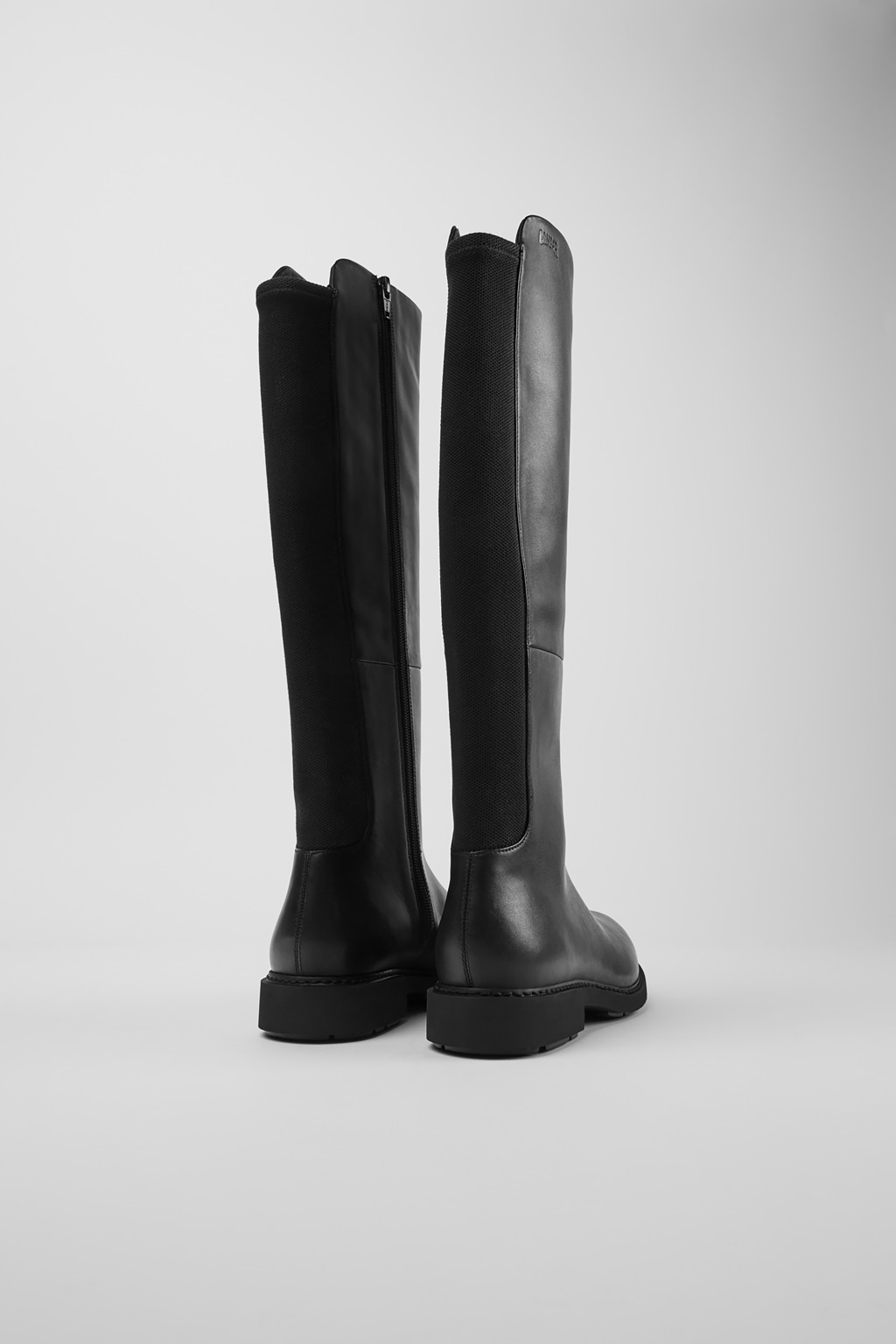 Neuman Black Leather and Textile High Boots for Women. - Image 3