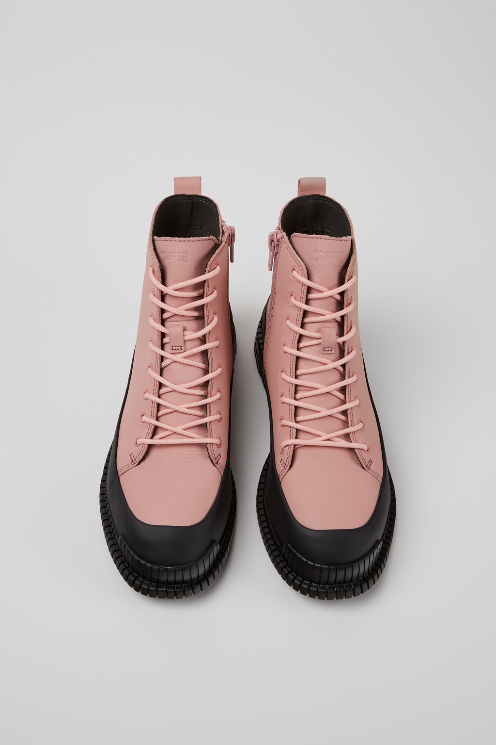 Pix Pink and black leather lace-up boots for women - Image 4