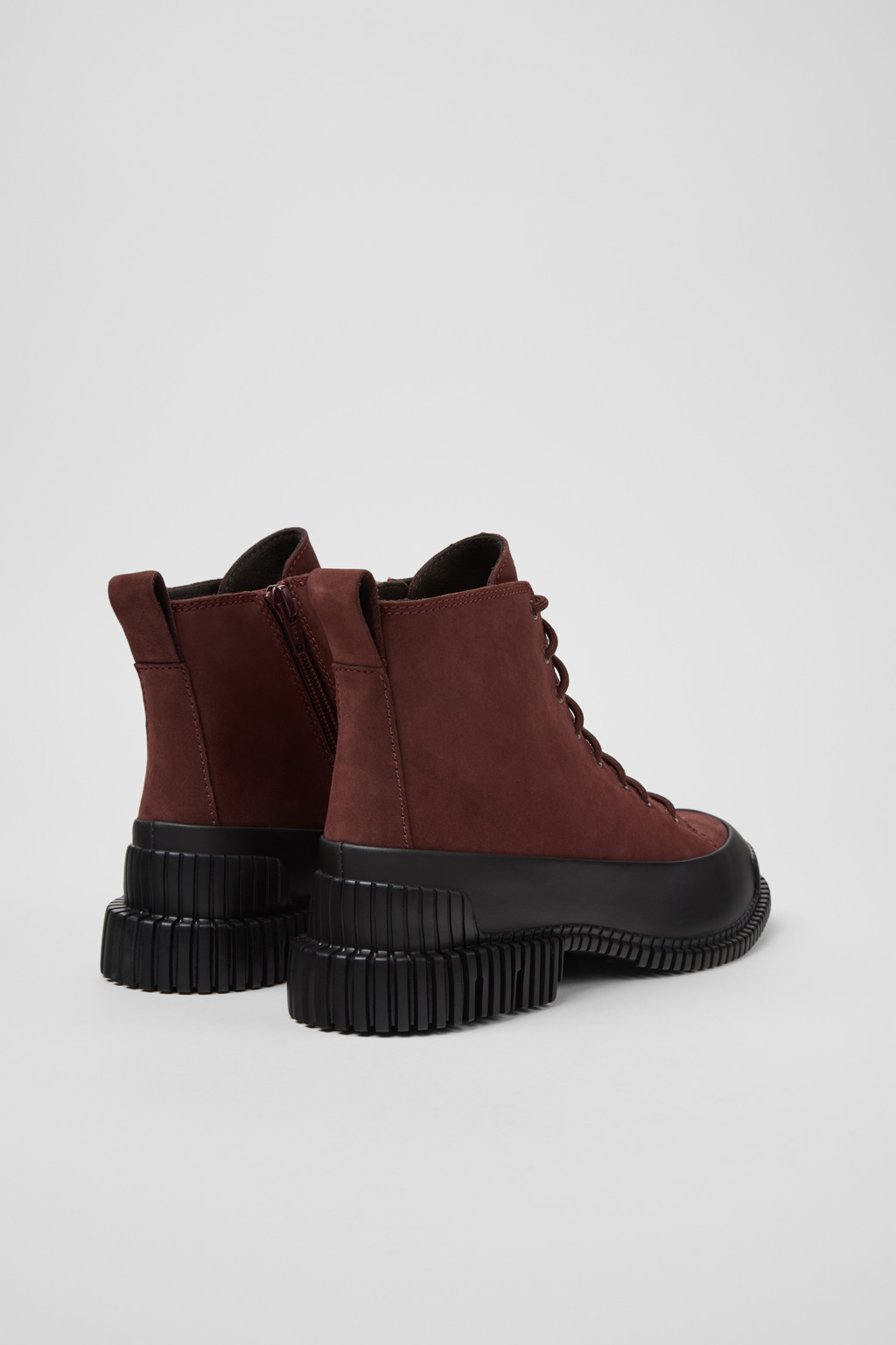 Pix Burgundy Nubuck and Leather Ankle Boots for Women. - Image 3