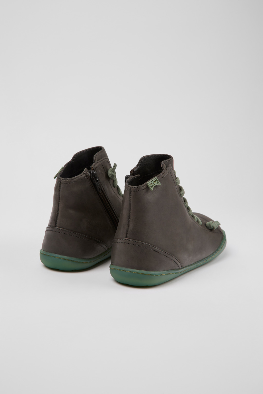 Peu Gray leather ankle boots for women - Image 3
