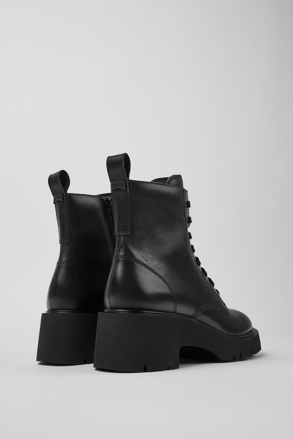 Milah Black Leather Mid Boots for Women. - Image 3