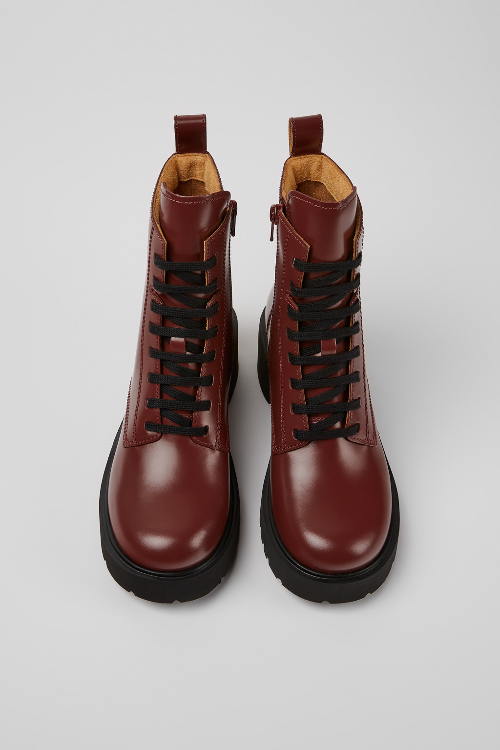Milah Burgundy lace-up boots for women - Image 4