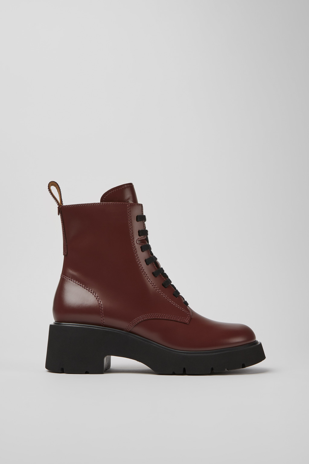 Milah Burgundy lace-up boots for women - Image 2