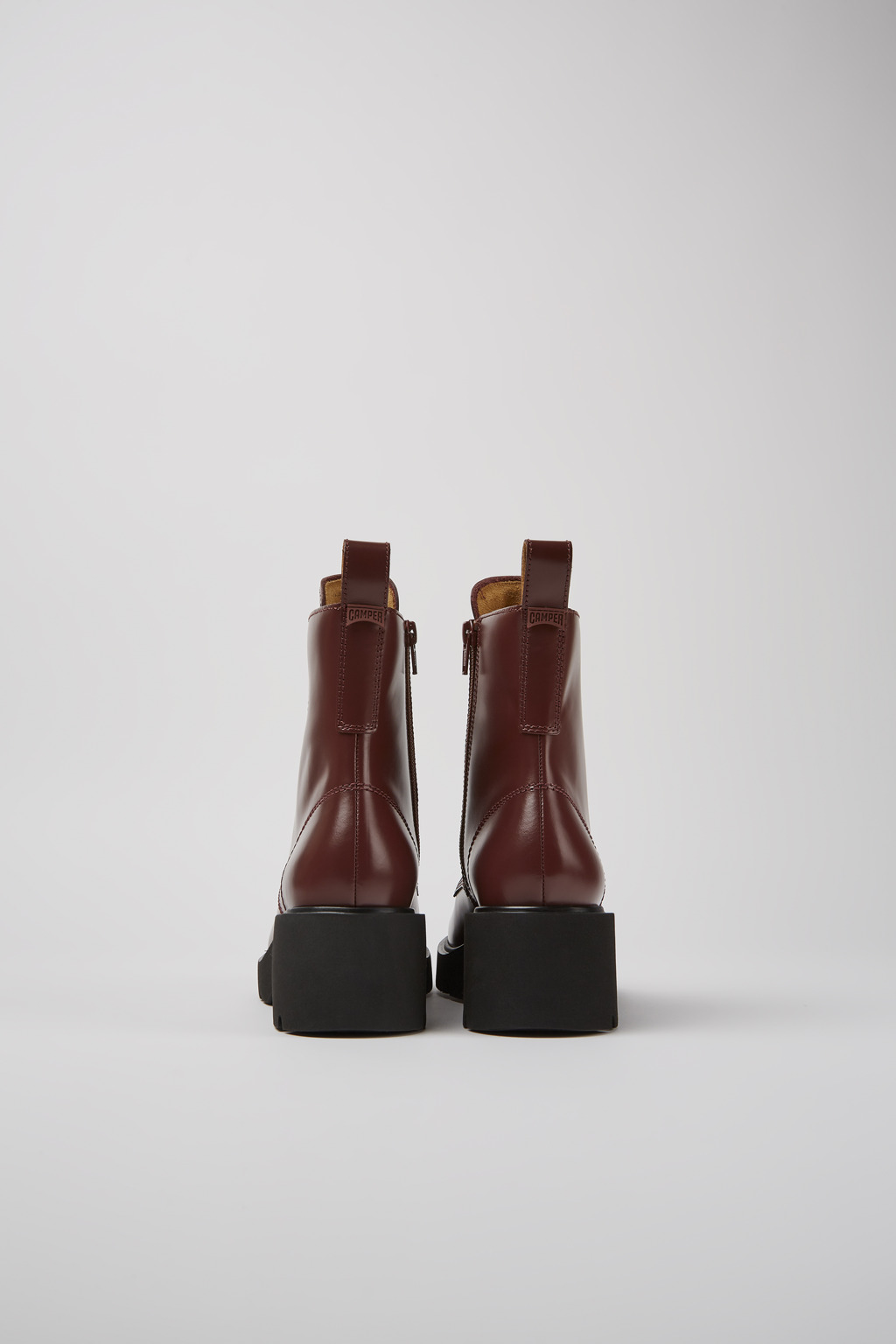 Milah Burgundy lace-up boots for women - Image 3
