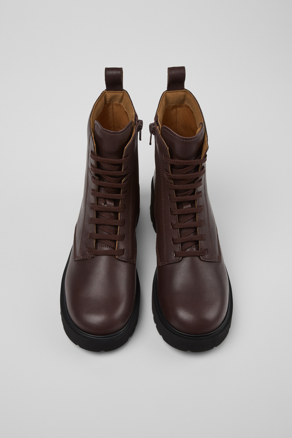 Milah Brown Leather Mid Boots for Women. - Image 4