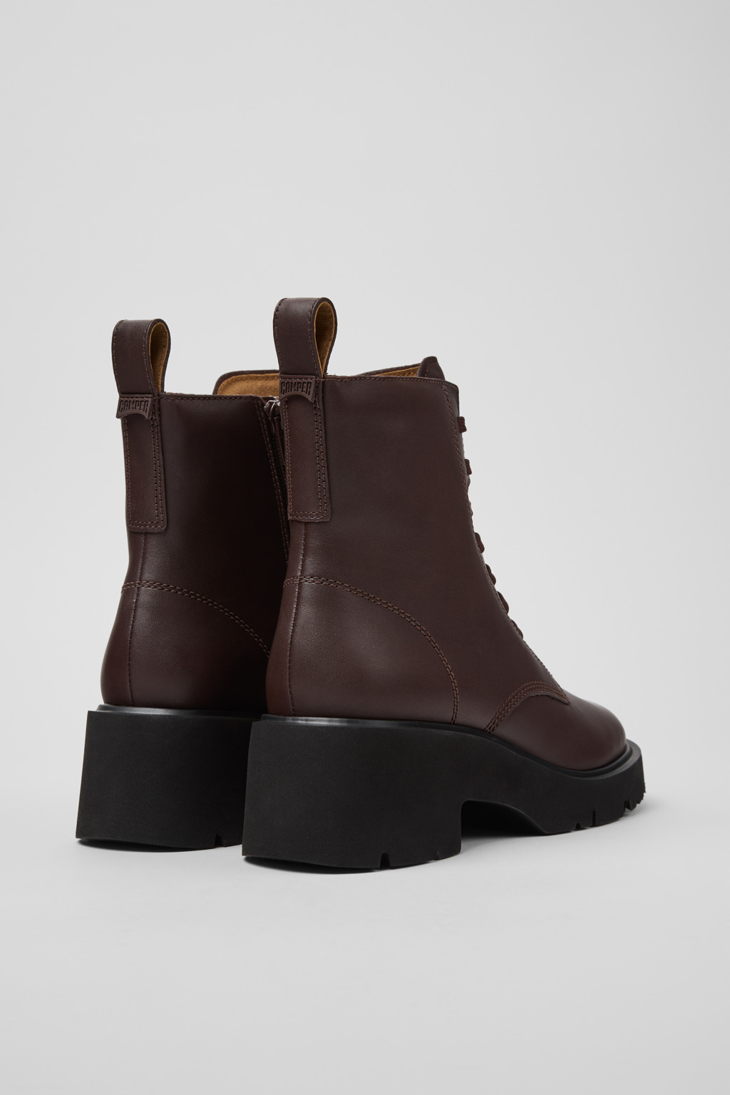 Milah Brown Leather Mid Boots for Women. - Image 3