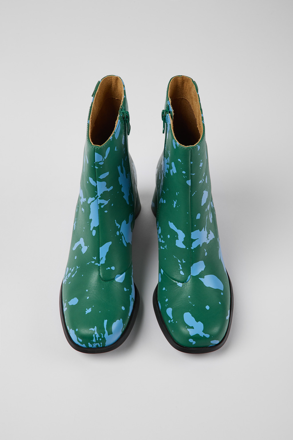 Kiara Green and blue printed leather ankle boots - Image 4
