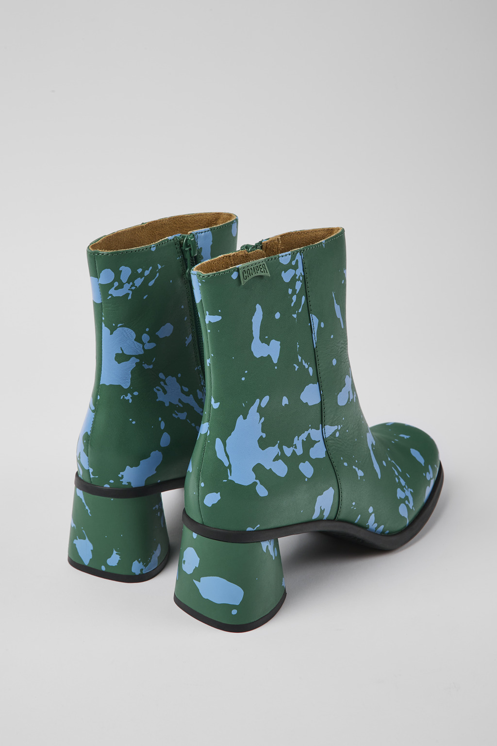 Kiara Green and blue printed leather ankle boots - Image 3