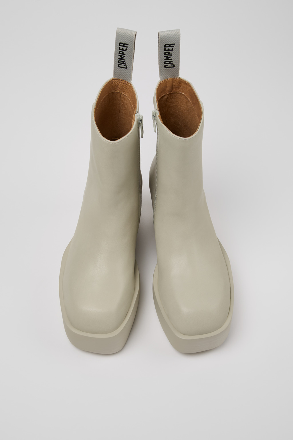 Billie Gray Leather Mid Boots for Women. - Image 4