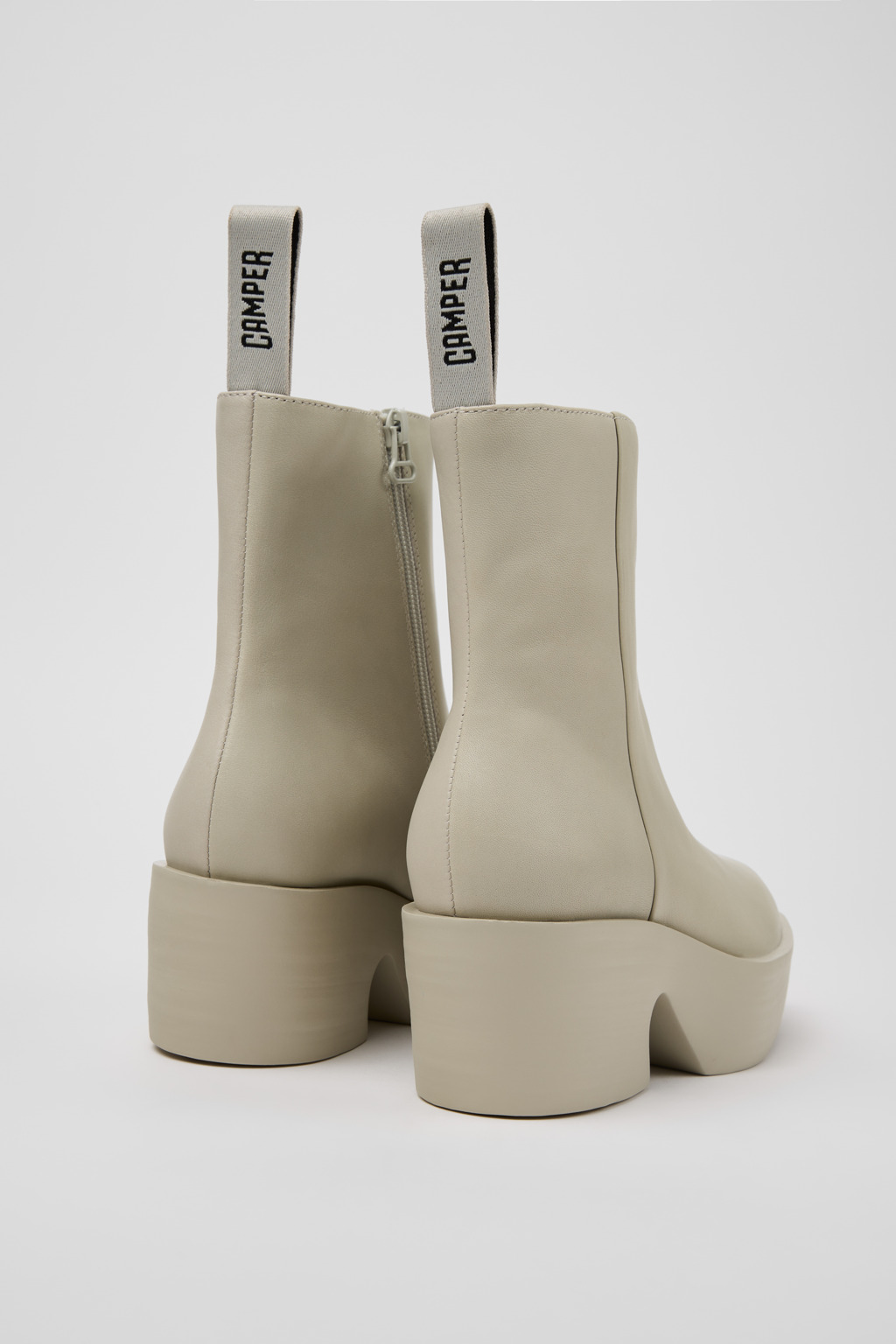 Billie Gray Leather Mid Boots for Women. - Image 3
