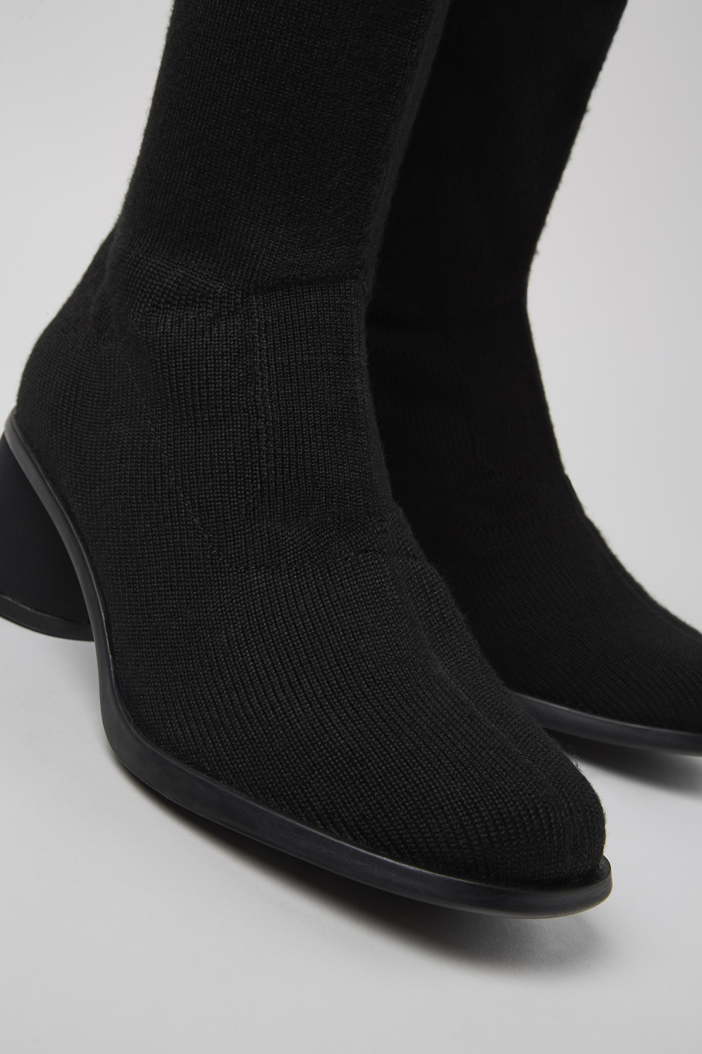 Kiara TENCEL® Black textile high-boot for women - Image 4