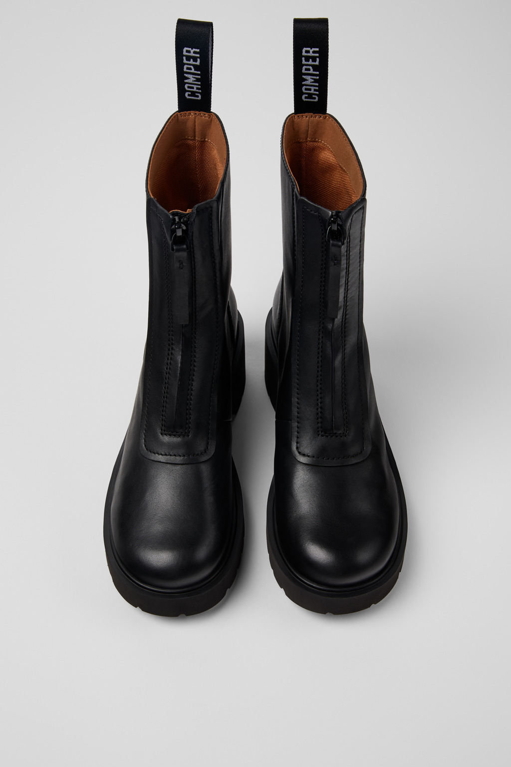 Milah Black Leather Mid Boots for Women. - Image 4