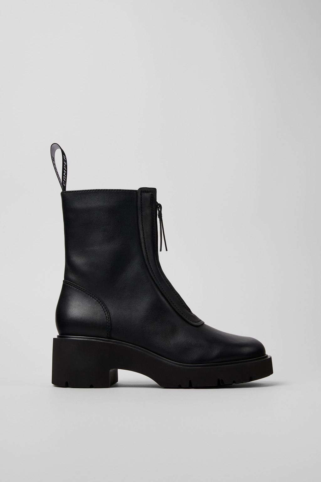 Milah Black Leather Mid Boots for Women. - Image 2
