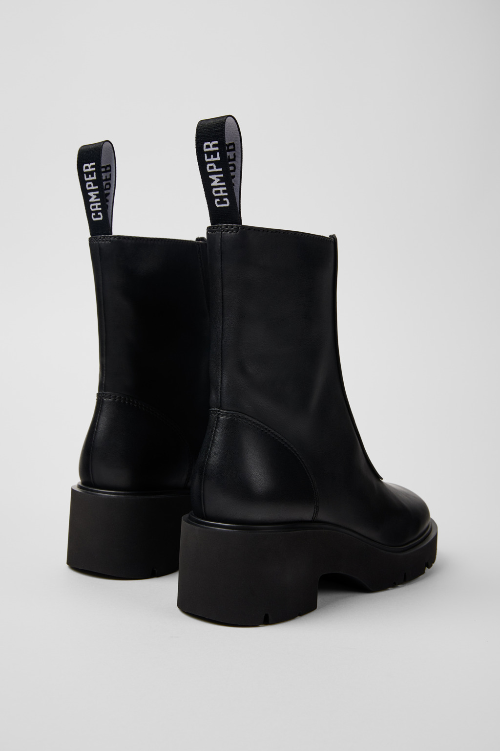Milah Black Leather Mid Boots for Women. - Image 3