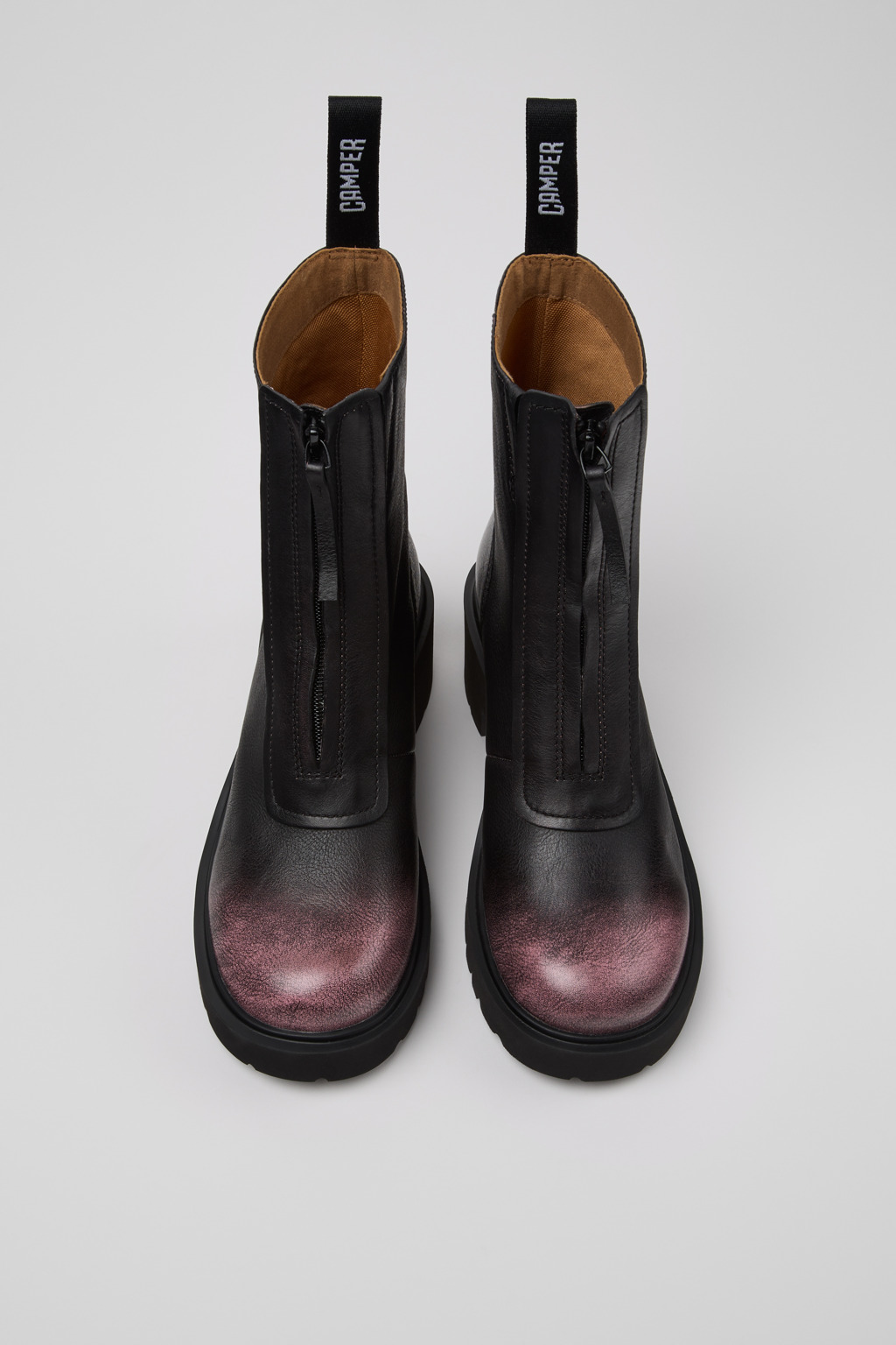 Milah Black and Pink Leather Mid Boots for Women. - Image 4