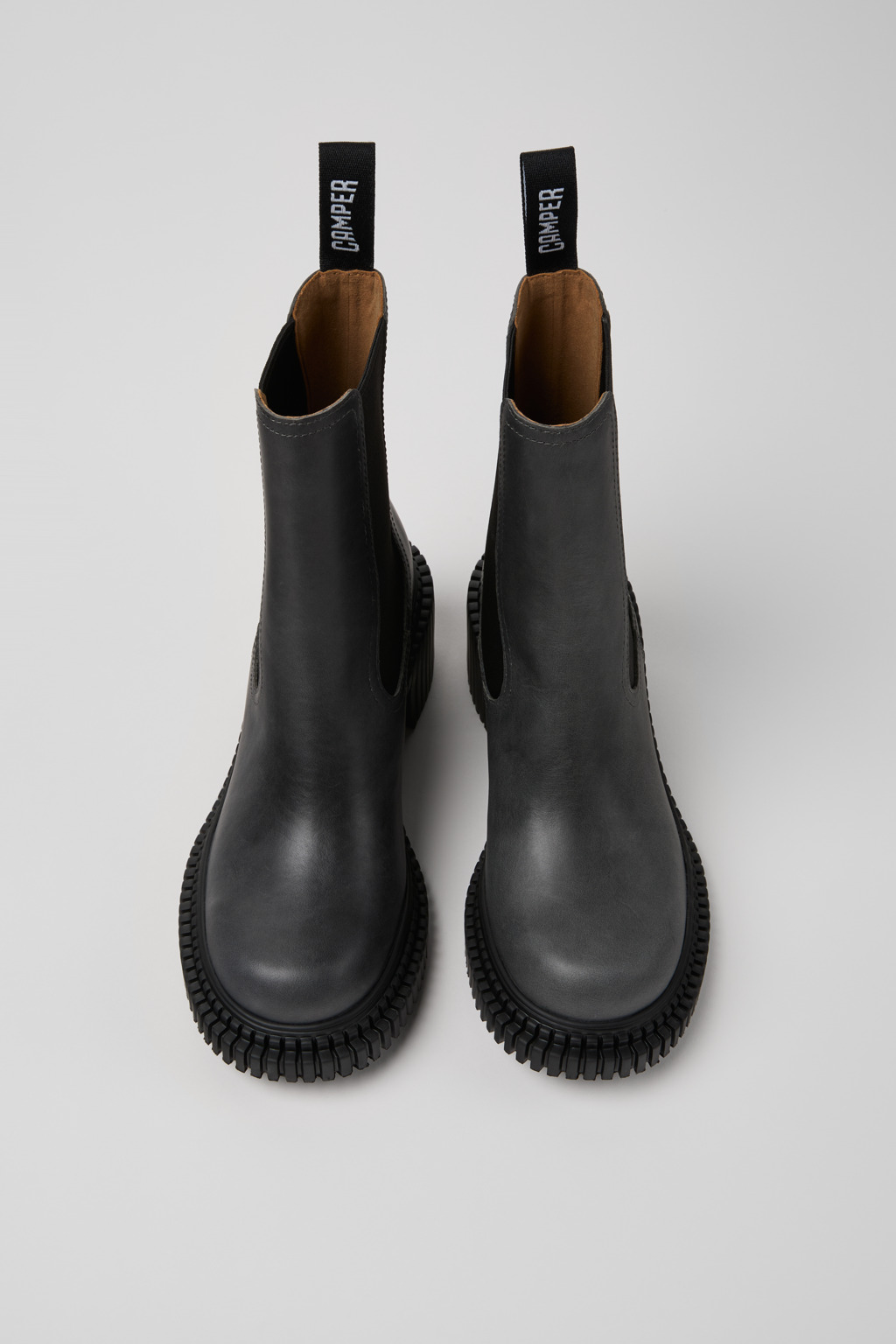 Pix London Gray Leather Mid Boots for Women. - Image 4