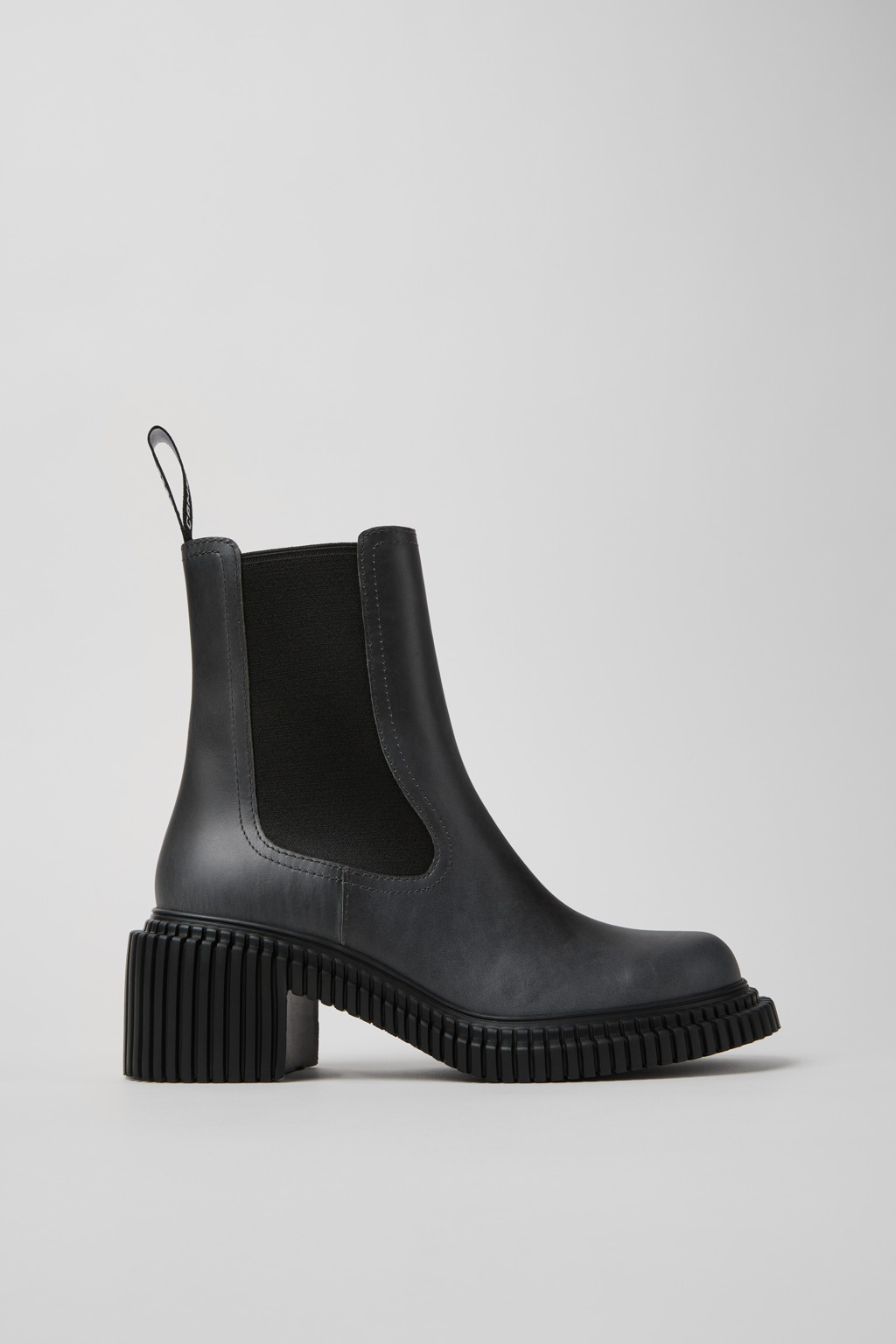 Pix London Gray Leather Mid Boots for Women. - Image 2