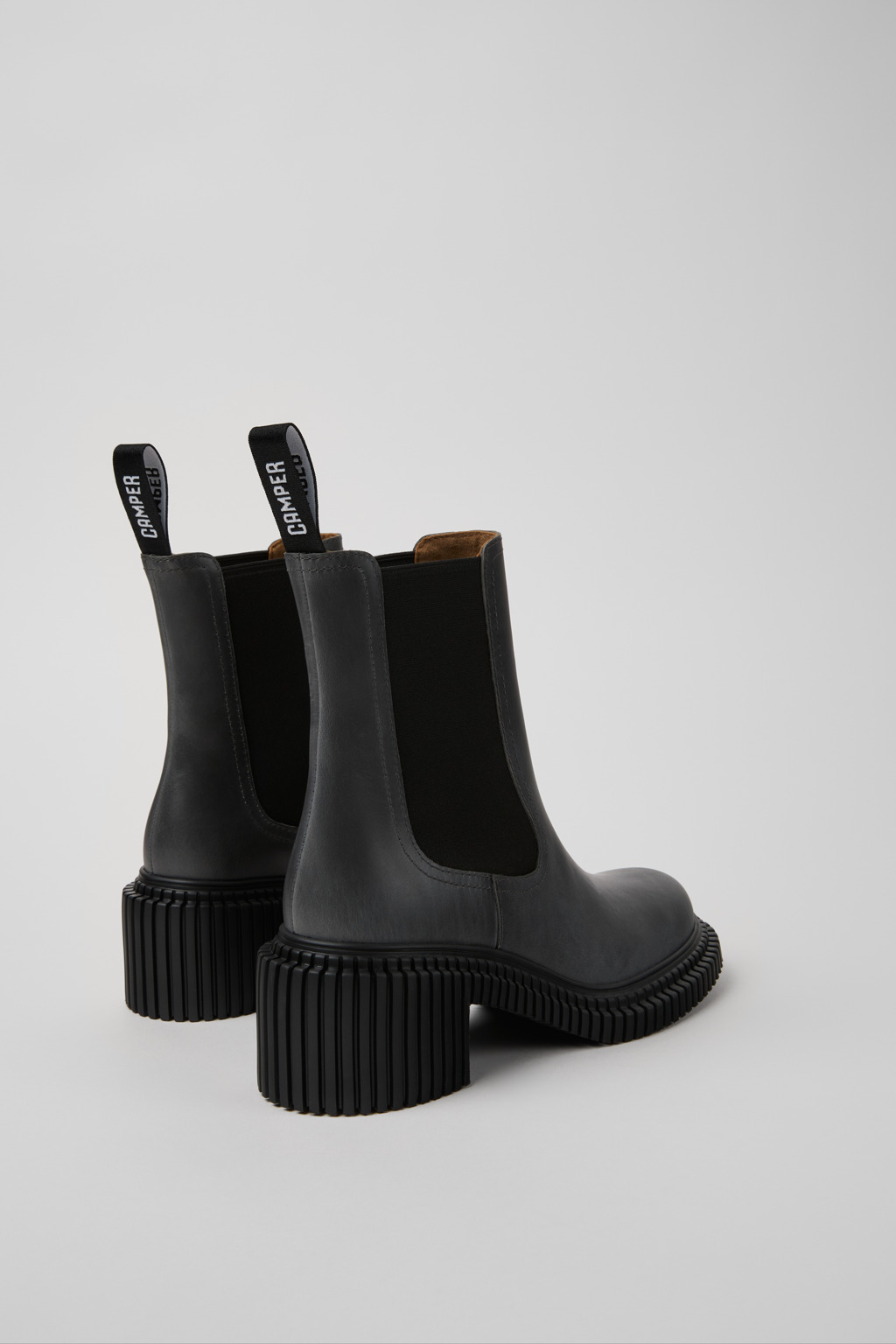 Pix London Gray Leather Mid Boots for Women. - Image 3