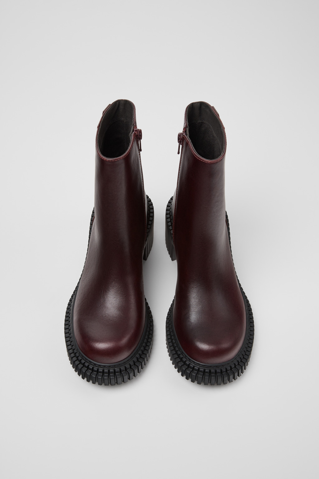 Pix London Burgundy Leather Mid Boots for Women. - Image 4