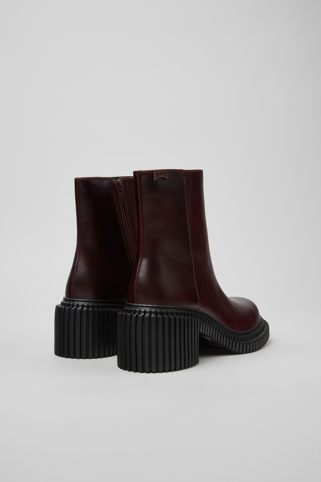 Pix London Burgundy Leather Mid Boots for Women. - Image 3