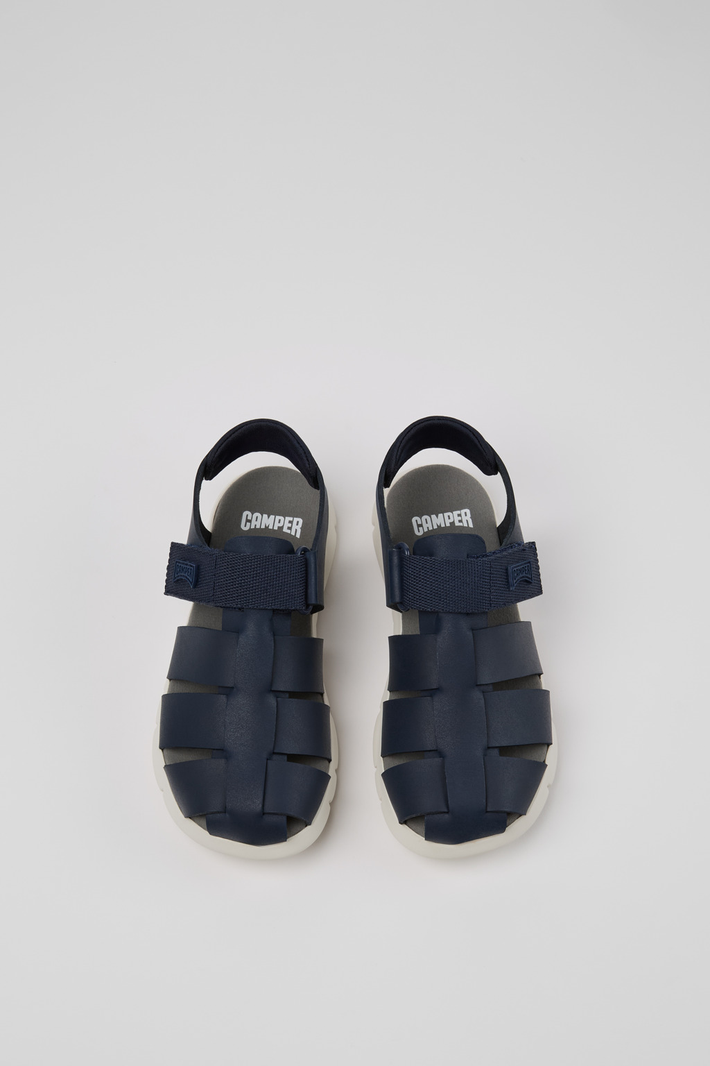 Oruga Blue Leather and Textile Closed Sandals for kids. - Image 4