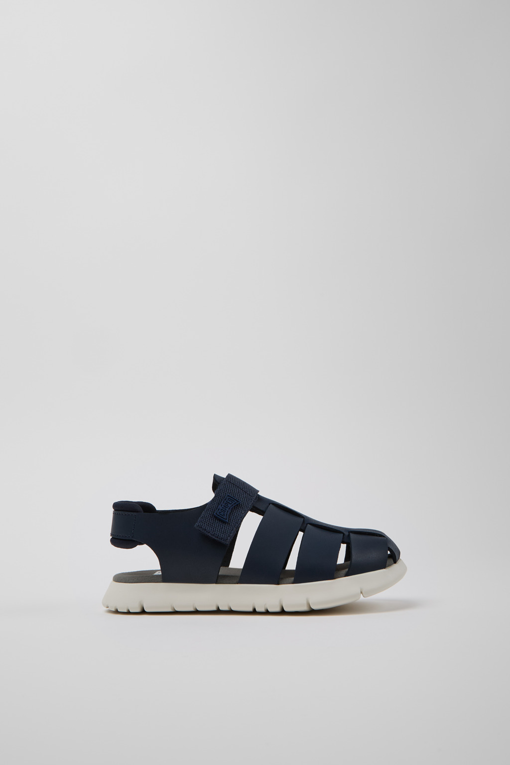 Oruga Blue Leather and Textile Closed Sandals for kids. - Image 2