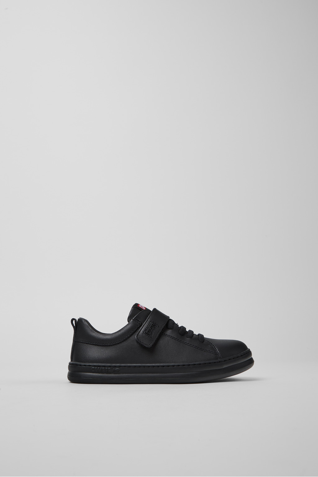 Runner Black Leather and Textile Sneakers for kids. - Image 2