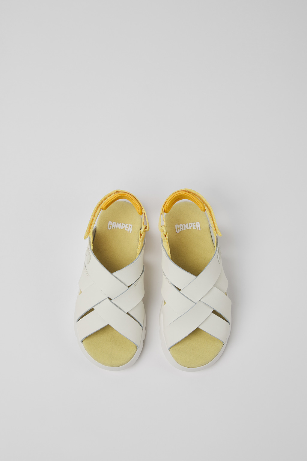 Oruga White leather and textile sandals for kids - Image 4