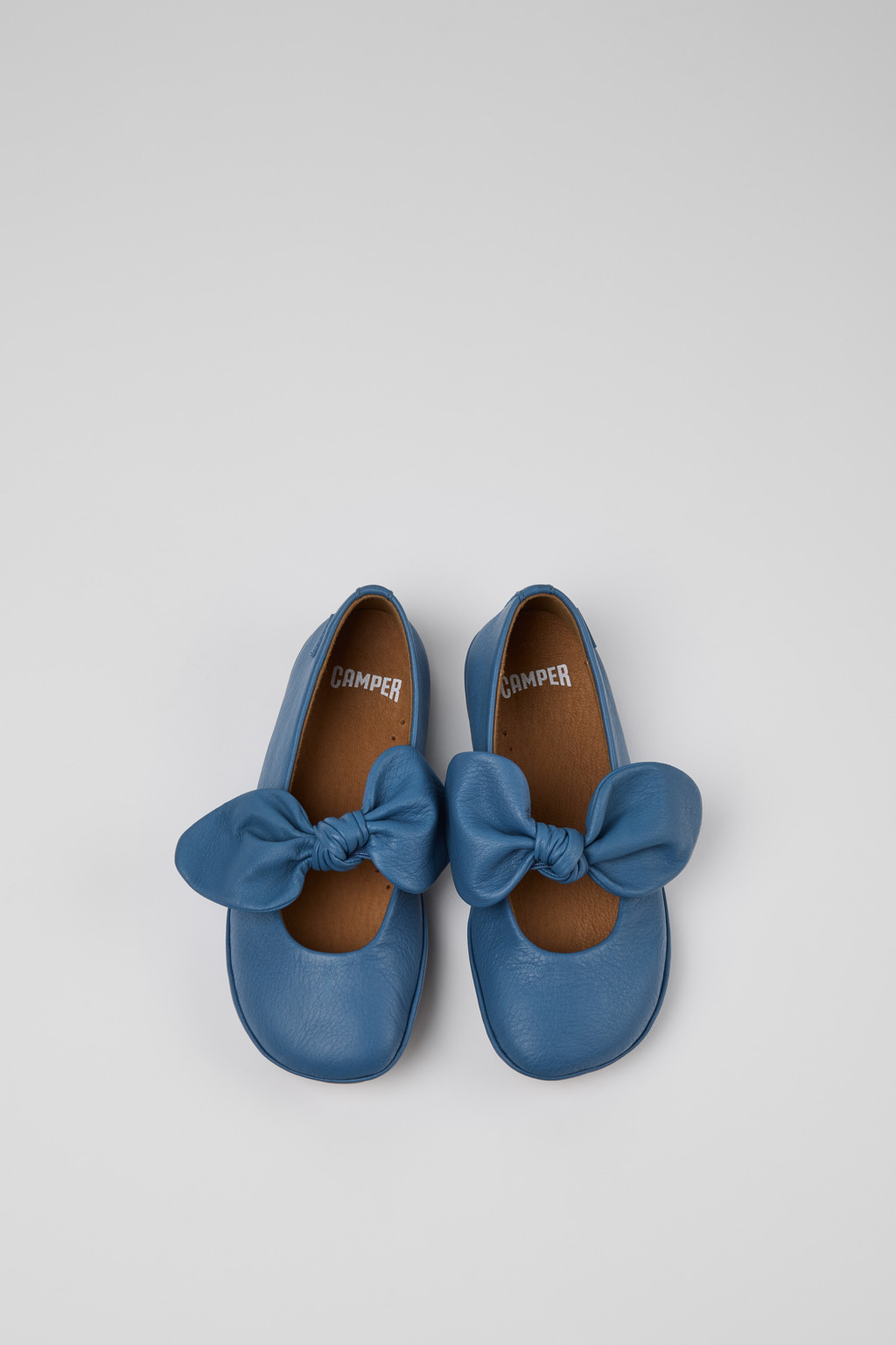 Right Blue Leather Ballerina for Kids. - Image 4