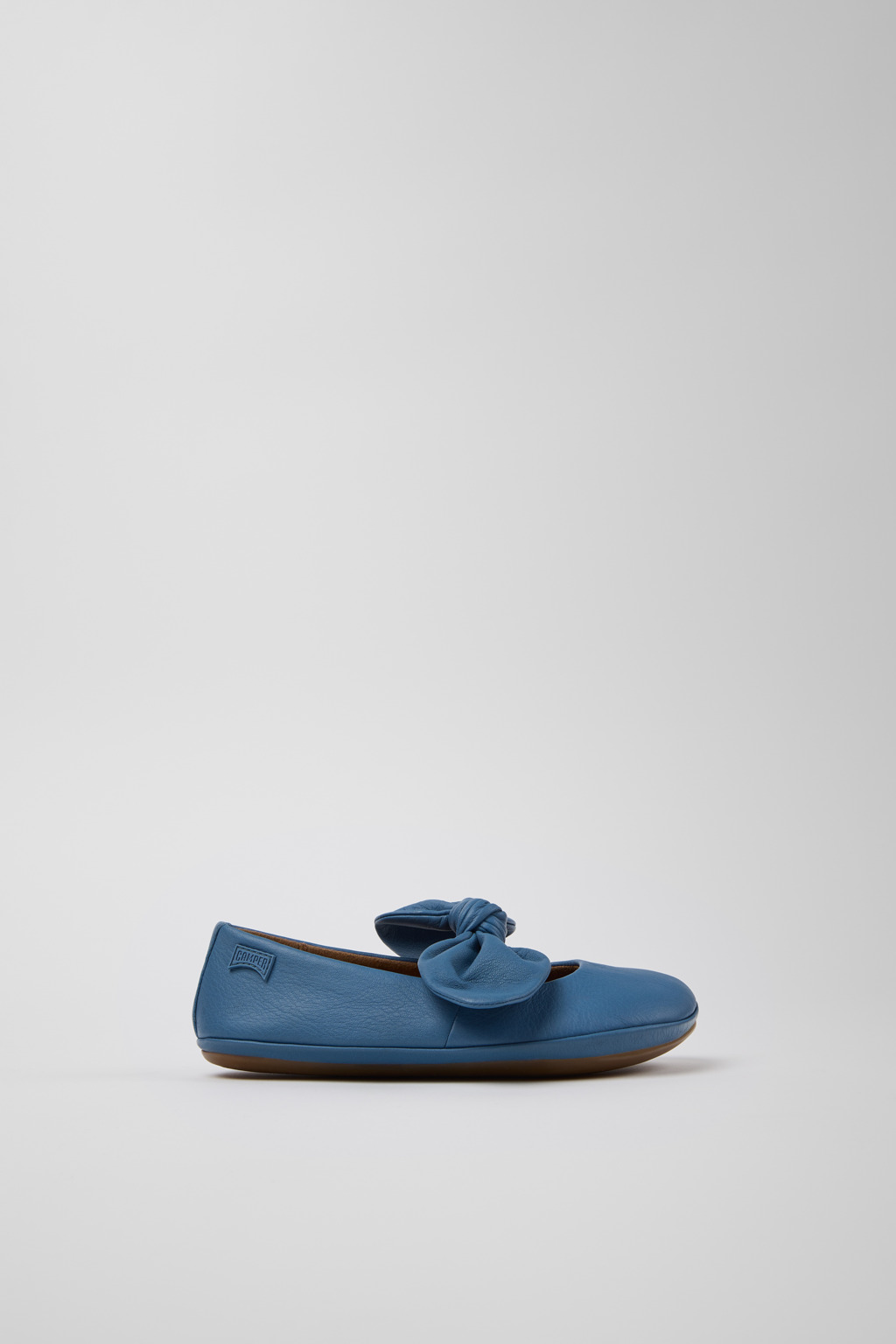 Right Blue Leather Ballerina for Kids. - Image 2