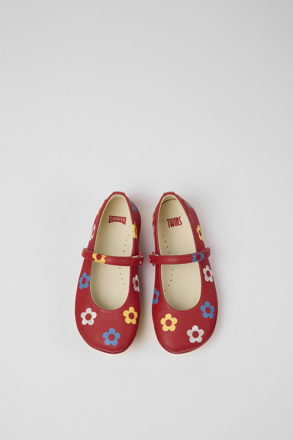 Twins Red leather ballerinas for kids - Image 4