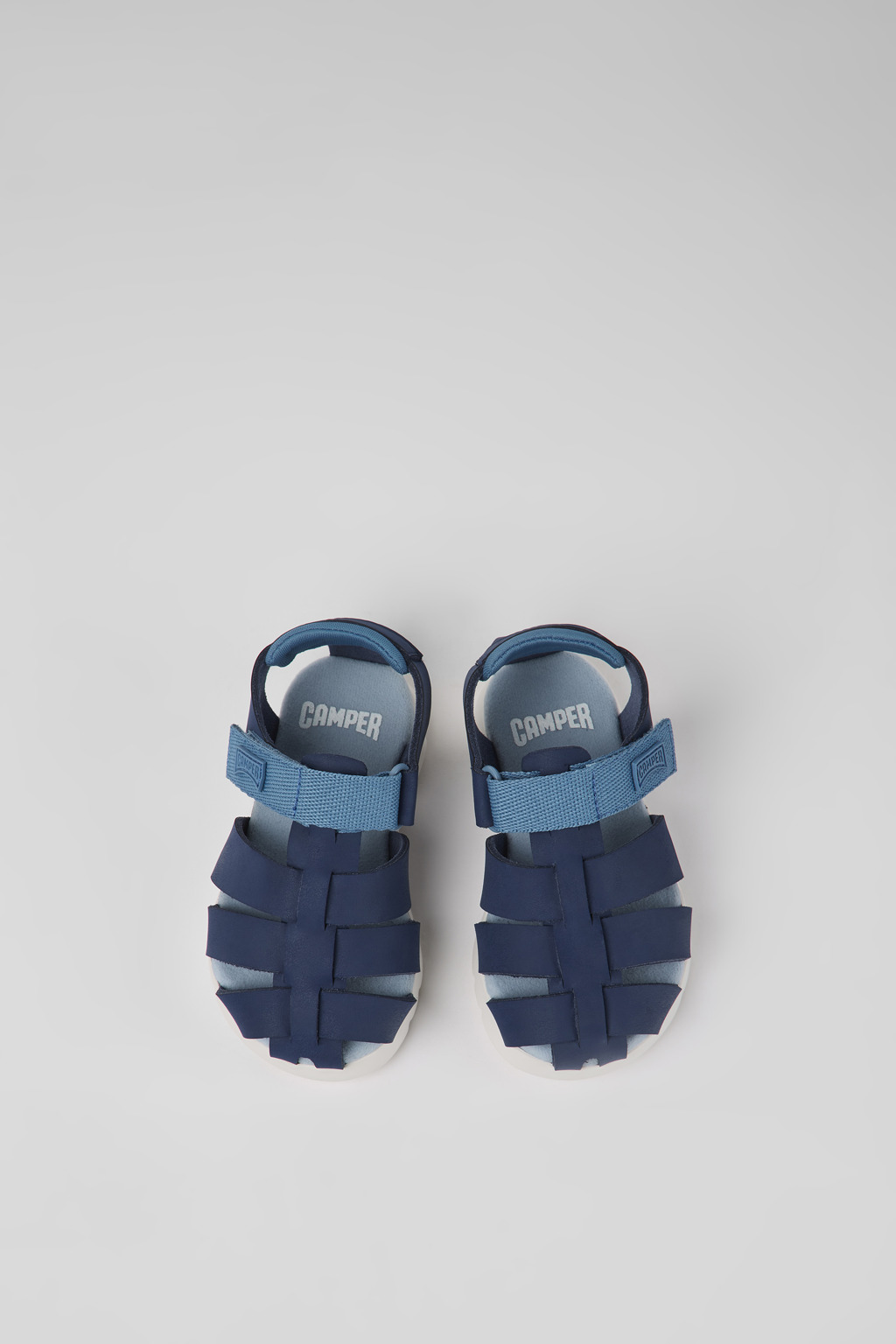 Oruga Blue leather and textile sandals for kids - Image 4